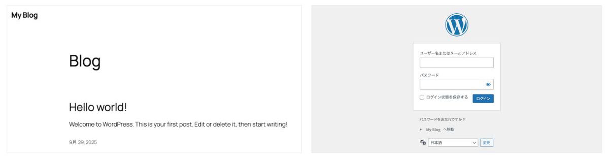 サイトURLとWordPressログイン画面