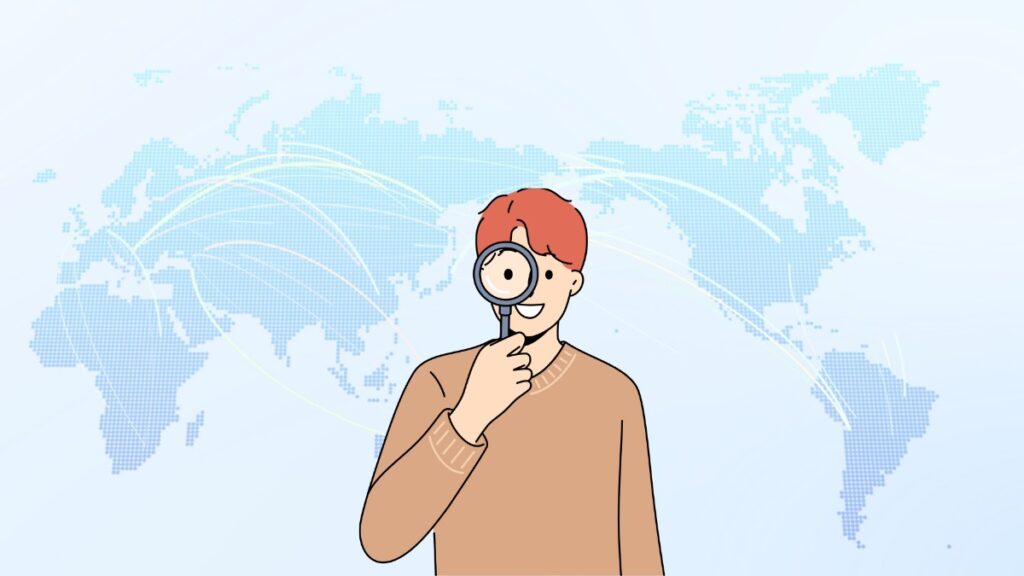 インターネット上を検索する男性