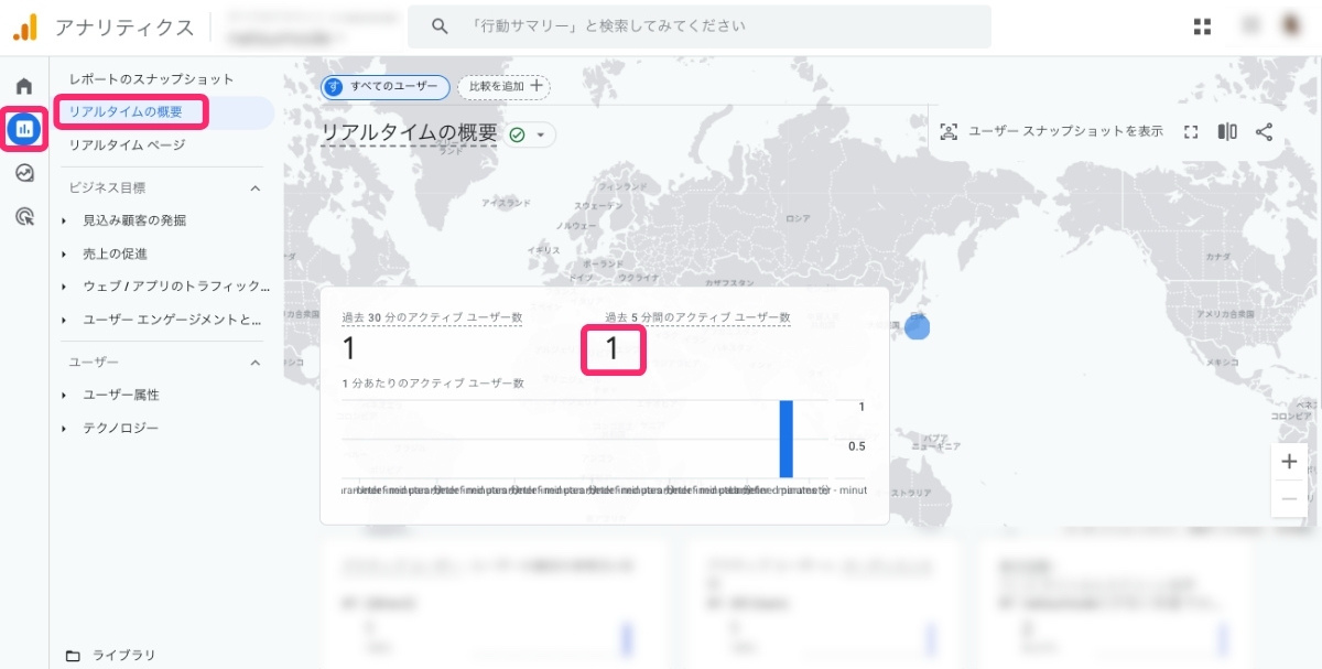 GA4-リアルタイムの概要確認