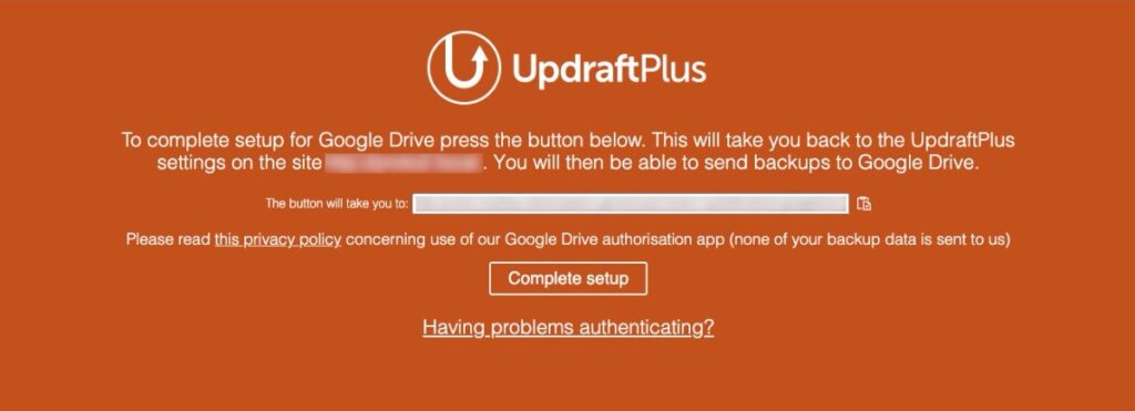 【UpdraftPlus】Google Drive連携成功