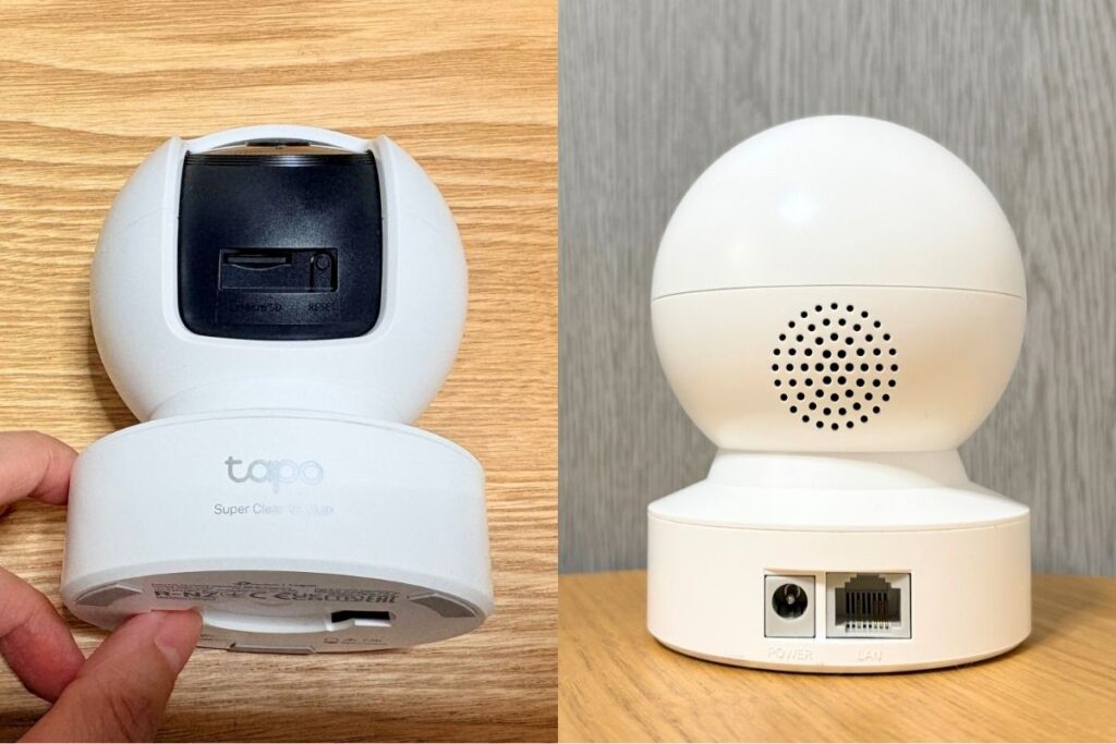 TP-Link Tapo C232|SDカードと電源コードの挿し口